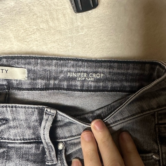 Fidelity Denim Juniper Crop Flare‎ Jeans in Surfire Gray Raw Hem Size 30 - Picture 8 of 8